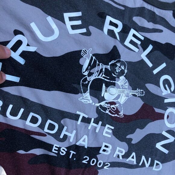 TRUE Religion T Shirt Camo Big Logo Large - Picture 11 of 11